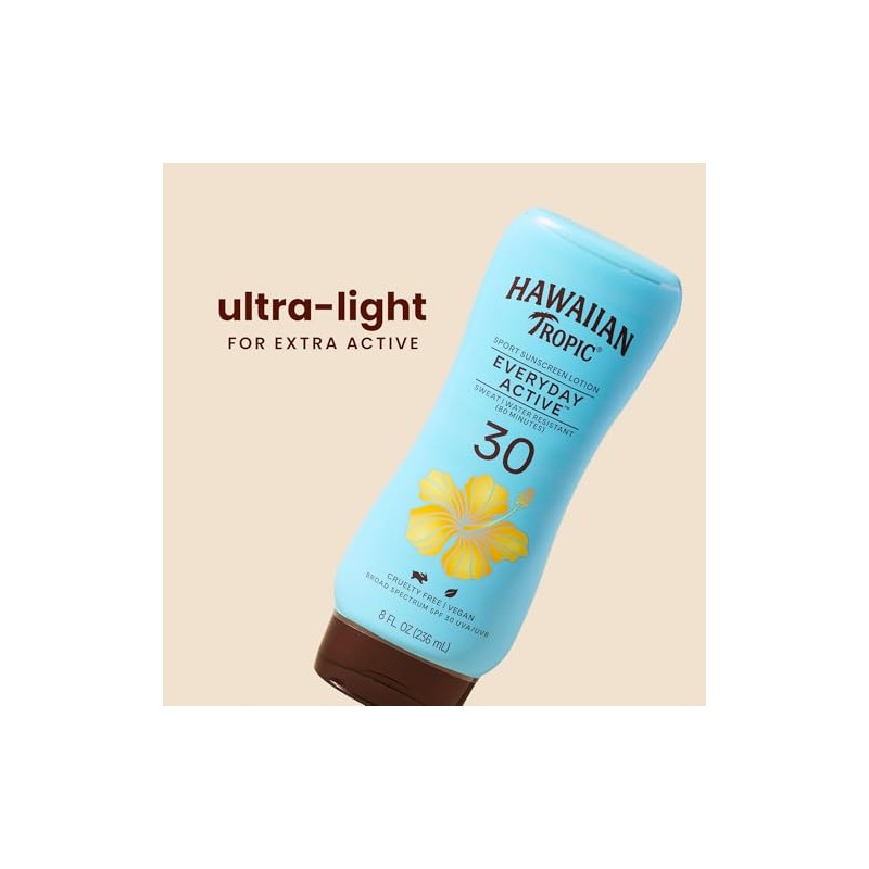 Hawaiian Tropic Everyday Active Sunscreen Lotion, SPF 30, 8oz -