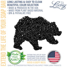 Soap Savers for Bar Soap/ShampooConditioner Bars, Made in USA by Luxiny | Lifts Bars in Soap Dishes & Shower Soap Holders | Handmade Soap Lasts Longer | Bars Dry Between uses (Black Bear)