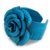 Avalaya Statement Turquoise Snake Print Leather Rose Flower Flex Cuff