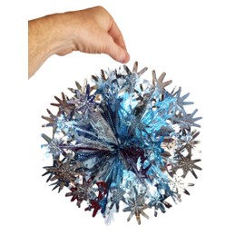 Weiße und silberfarbene Folien-Weihnachtsdekoration, klassische hängende festliche Ziehharmonika-Girlanden und 3D-ausklappbare Schneeflockenstern, Kugel, Glocke (Kugel)