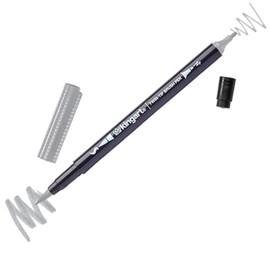 KINGART TT074-1 PRO Twin-Tip Light Gray Color 445 Series Single Brush Pen Artist Marker, Double-ended Brush Tip & Fine Tip, Water-based Non-Toxic Ink, Light Gray