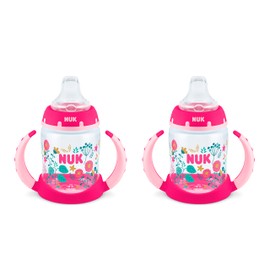 NUK NUK Learner Cup, 5oz, 2-Pack, Flowers C BPA Free, Spill Proof Sippy Cup
