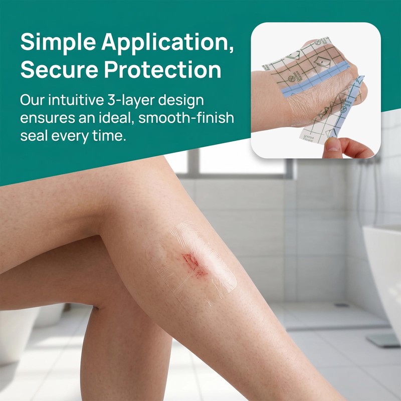 50 Waterproof Plasters, 10 x 12 cm Waterproof Transparent Bandage