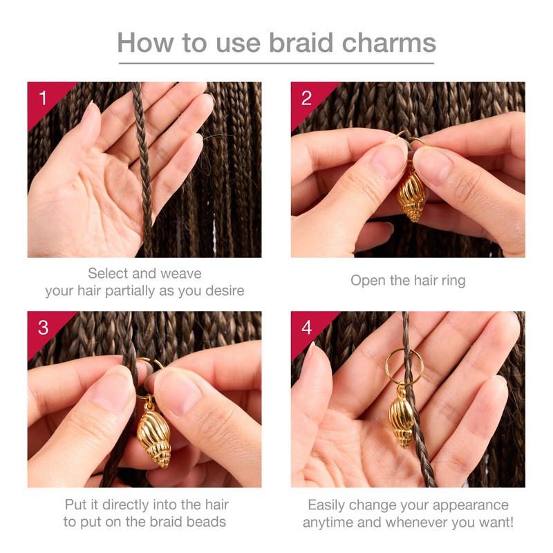 Red by Kiss Premium Luxury Braid Charms, Hair Decorative Accessories