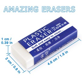 3 Pcs Eraser White Erasers Plastic Rubber 2B Pencil Eraser for Schools Sketches Paintings Fine Arts Homes and Offices