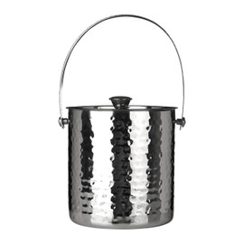 Premier Housewares 508910 Ice Bucket - Hammered Stainless Steel H14 x W14 x D13cm