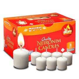 Ner Mitzvah 3 Hour Neironim Candles - Shabbat Neronim and Votive Wax Candle - 72 Count