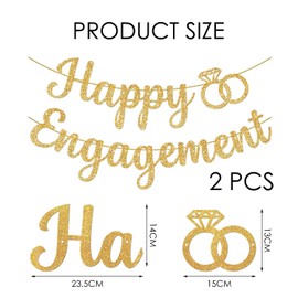 EPCDBBRT 2 Sets Of Engagement Banners, Diamond Ring Happy Engagement Decoration, Hanging Flag Decoration, Sparkling Banners, Engagement Party Decorations