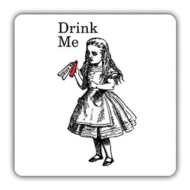 British Library Alice in Wonderland Wooden Coaster with Alice Drink Me Design
