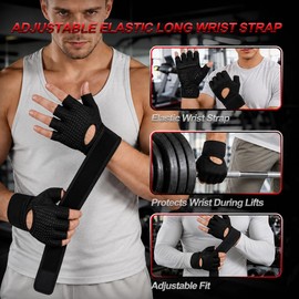 COFIT Workout Gloves for Men and Women, Gym Gloves with Wrist Support, Weight Lifting Gloves with 5MM SBR Palm Padding, Breathable Non-Slip Lifting Gloves for Exercise, Fitness, Weight Training - M