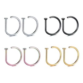 EHDWXVZM 8 Pieces Nose Piercing Ring Lip Piercing Ring D Shape Nose Ring Jewelry Accessories D Shape Lip Nail, Stainless Steel