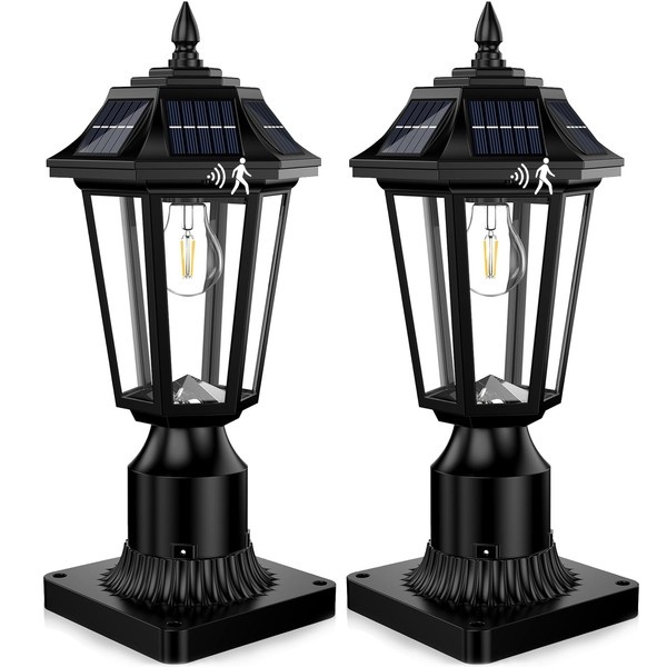 hameso 2Pack Solar Lamp Post Light Outdoor 6000K Dusk to