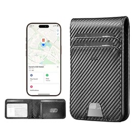 ESR Cartera Geo con función Find My (Find M), bloqueo RFID, capacidad para hasta 11 tarjetas, cartera delgada e inteligente para hombres, repuesto para rastreador de billetera AirTag (solo iOS, no para Magsafe), fibra de carbono