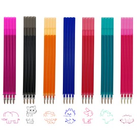 FloraVigo 28 x Erasable Refills, Legami Compatible, Perfect Fit, Clean Erasing, Smooth Writing, 0.7mm Tip, 13cm Height (7 Colours 28 Pack)