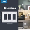 CML Matte White 3-Gang Decorator Screwless Wall Plates, 4 Pack