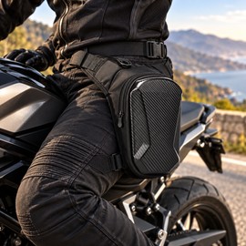 Motorcycle Leg Bag for Men & Women, Water-Resistant EVA Thigh Waist Pack, Portable Rider Storage Pouch for Biking, Travel & Outdoor Adventures