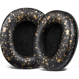 SOULWIT Earpads Replacement for MDR-7506 MDR-V6 MDR-V7 MDR-CD900ST Monitor Headphones, Ear Pads Cushions with Softer Protein Leather, High-Density Foam - Black Gold