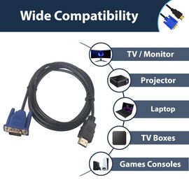 Pipestation HDMI to VGA Cable – 1.5m | VGA to HDMI Cable 1080P HDMI VGA Adapter Display Cable | Monitor to HDMI Adapter VGA HDMI Cable | HDMI to VGA Adapter for Monitor | HDMI VGA Cable Adapter