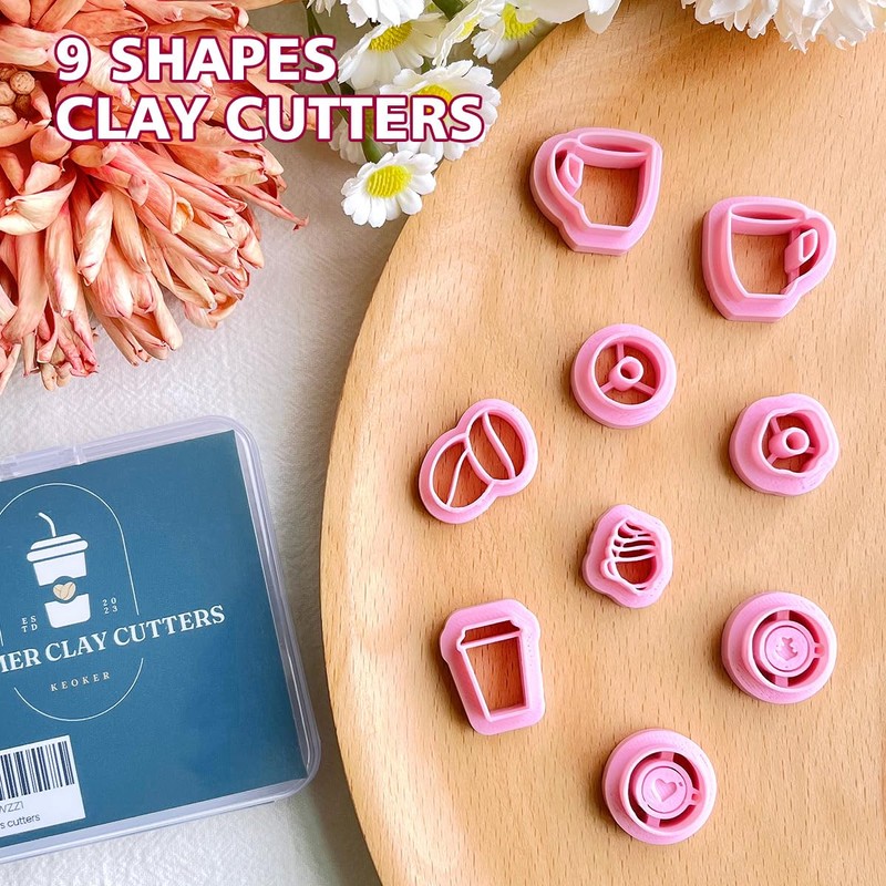 KEOKER Polymer Clay Earrings Cutters, Afternoon Tea Clay Cutters, Cofffee