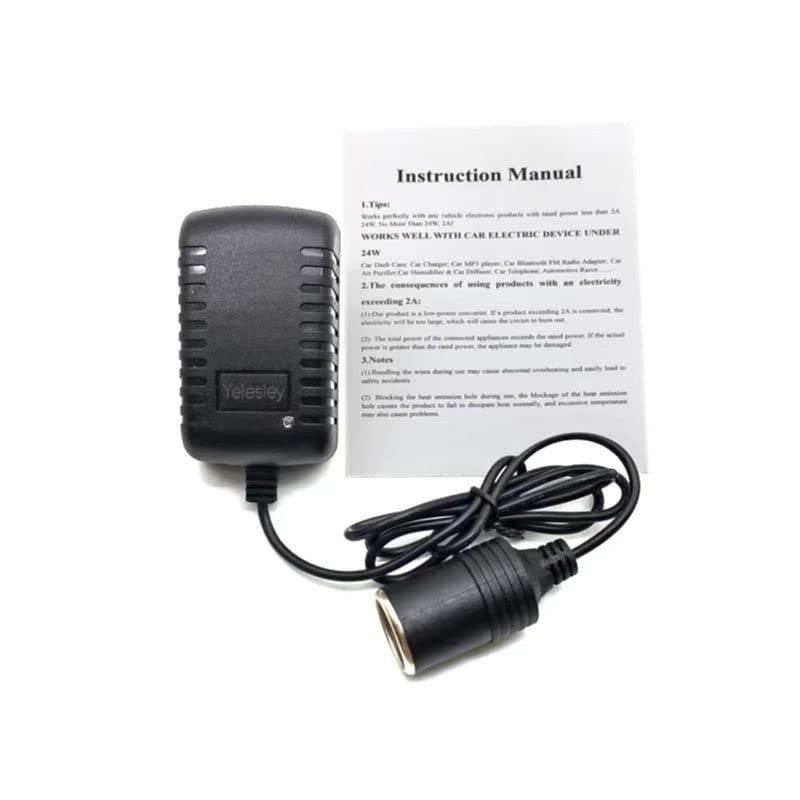 Yelesley AC to DC Converter 2A 24W Car Cigarette Lighter