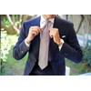 OTAA Brown & White Twill Stripe Linen Necktie Casual Ties