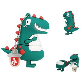 Dinosaur Flash Drive - Dino Thumb Drive - Novelty Flash Drive - 16GB Flash Drive - Green Dino Pen Drive for Photo/Video/Data Storage (16 GB) (Dino)