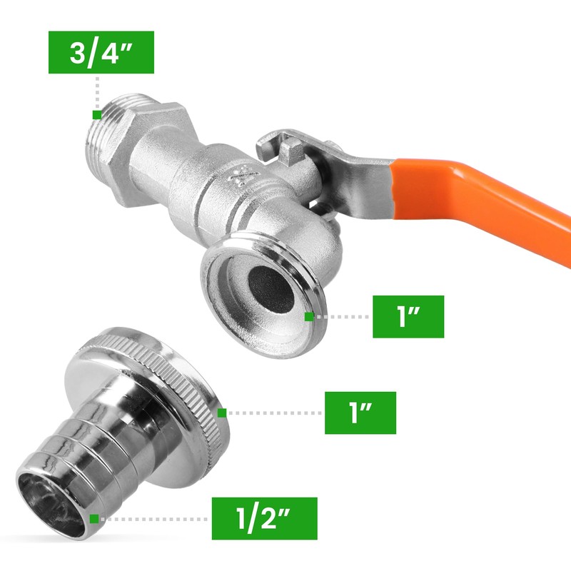 Bradas 3684 Outlet Ball Valve 1/2 Inch Male Thread Hose