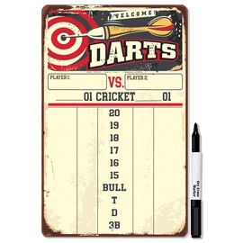 Dart Scoreboard Dry Erase for Keeping Score in All Cricket Games, 301 or 501 - Dart Board Scoreboard Includes Magnetic Dry Erase Marker with Eraser - A Really Great Looking Darts Scoreboard (Yellow)
