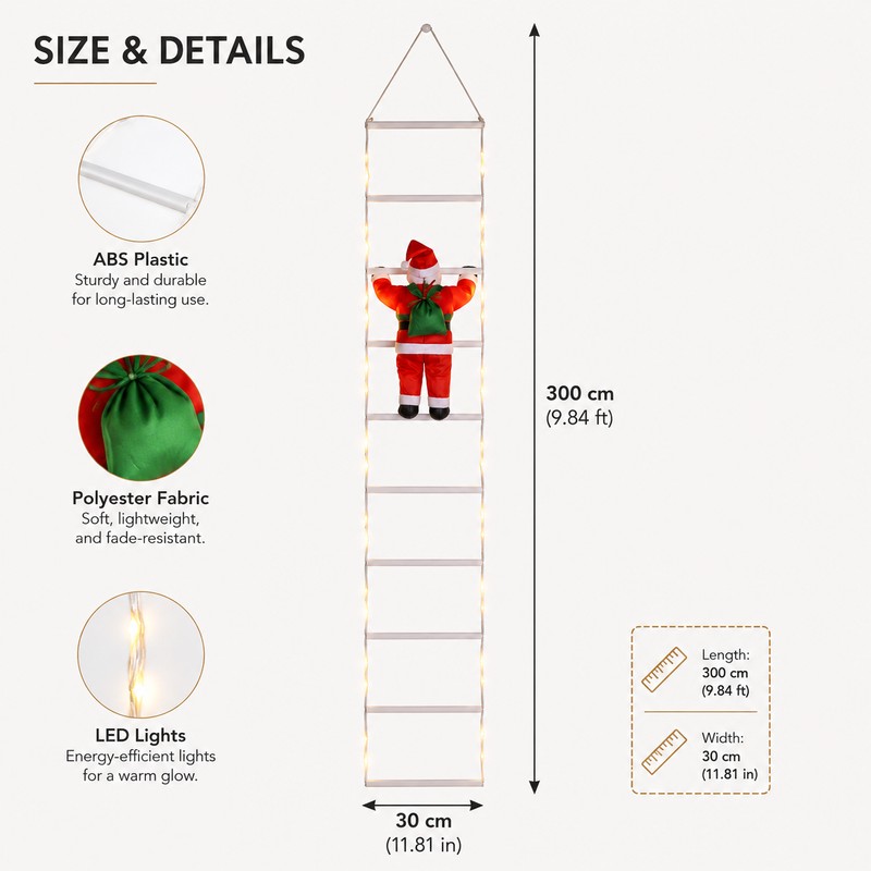 Climbing Santa Claus Christmas Decoration with Warm LED Lights &