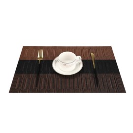 OUME Set of 6 Placemats，Dining Table Mats Washable Heat Resistant Non-slip Kitchen and Dining Table Place Mats Brown