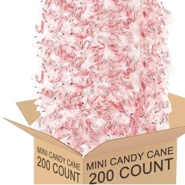 Muchai Innovations 200 Mini Peppermint Candy Canes | Red & White | Individually Wrapped Bulk