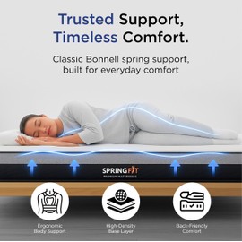 Springfit 8 Inch Mattress in a Box – Medium Plush Feel – Bonnell Spring System with High-Density Foam – Breathable Knitted Cover – Durable Support for Kids, Guests, or Everyday Use – Twin Size