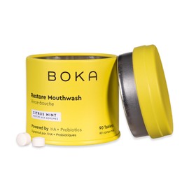 Boka Travel Size Mouthwash Tablets - Hydroxyapatite, Fluoride Free & Alcohol Free - Chewable Tablets to Freshen Breath - (90 Pcs, Citrus Mint)