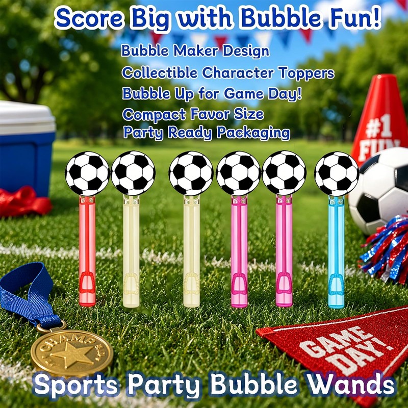 24 Pcs Soccer Ball Bubble Wands, Match Day Party Favor