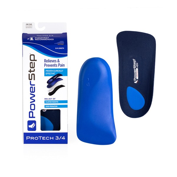 Powerstep ProTech 3/4 Length - Arch Pain Relief Insole for Tight Shoes - Arch Support Orthotic for Women and Men (M 9-9.5 W 11-11.5)