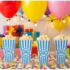 YOVECATHOU 5Pcs Plastic Red Blue White Striped Classic Popcorn Containers