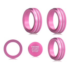 for Honda 2026 Passport Interior Accessories, Aluminum Alloy one-Button Start Cover/Ring, air Conditioning knob, 5-Piece Set (Pink)