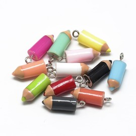DanLingJewelry 10 pcs Random Color Resin Pencial Pendants Cute Pencil Charms Mini Pencil Pendants for DIY Jewelry Making Crafting