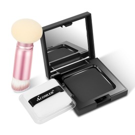 Acomler Root Touch Up Powder, Root Touch Up Hair Color, Talc-Free Hairline Powder for Thinning Hair, Gray Hair Coverage for Women Men, Includes Makeup Brush (Black, 0.42oz)