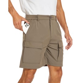 NATUVENIX Hiking Shorts for Men Stretch Lightweight Fishing Shorts Men Quick Dry Cargo Work Shorts Casual Mens Shorts Summer Khaki