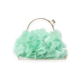 Jywmsc Women's Floral Clutch Purses Satin Flower Evening Bag Party Prom Handbags, Green, Elegant