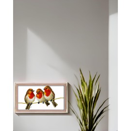 CaptainCrafts Cross Stitch Kits, Stamped and Counted Cross Stitch Preprinted and Unpreprinted Fabric DIY Art Embroidery Kits (Preprinted 11CT, Three Little Birds)