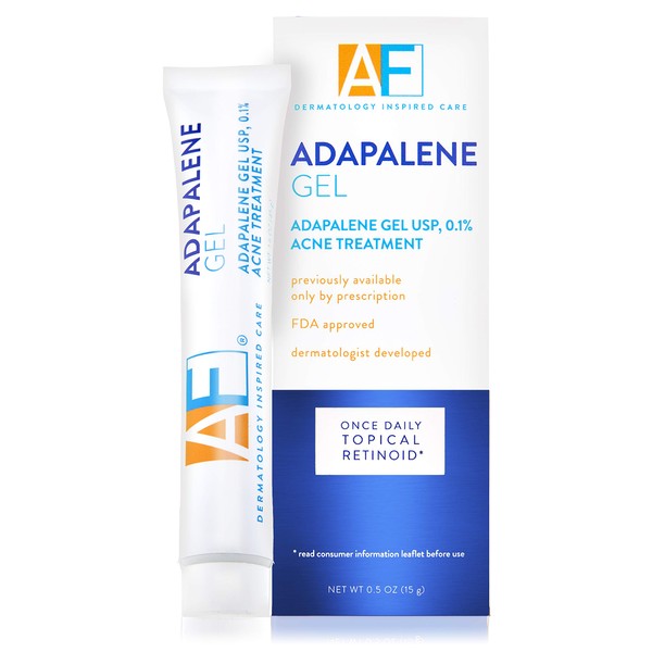 Acne Free Adapalene Gel 0.1%, Once-Daily Topical Retinoid Acne Treatment, Dermatologist Developed, Unclogs Pores and Clears Acne, Prevents and Improve Whiteheads and Blackheads, 0.5 Ounce