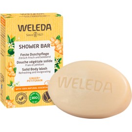 WELEDA Organic Solid Shower Gel Ginger & Petitgrain - Solid Natural Cosmetics Shower with Organic Shea Butter & Refreshing Fragrance. Natural Shower Bar Soap for Men & Women. 100% Vegan & Plastic Free (1 x 75 g)