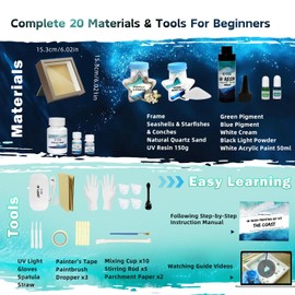 iland Crafts for Adults of Resin Art Kit as DIY Crafting Beach Ocean Themed Gifts Adult Girls Night Crafts Making or Date Night Painting Kit for Couples Also Mothers Day Gifts for Mom & Crafty Women