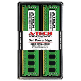 A-Tech 32GB (2x16GB) Memory for Dell PowerEdge R440, T440, R540, R640, T640, M640, FC640, R740, R740XD, R940, C6420 | DDR4 2400MHz ECC RDIMM PC4-19200 1Rx4 1.2V 288-Pin DIMM Server RAM Upgrade Kit