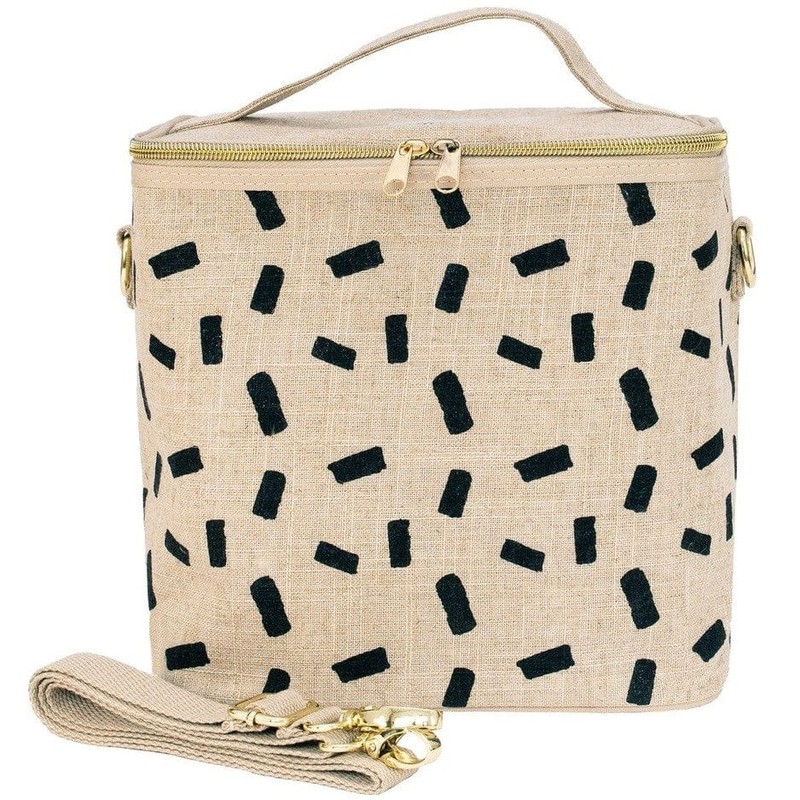 SoYoung Large Linen Insulated Lunch Poche, Pinstripe Heather Grey