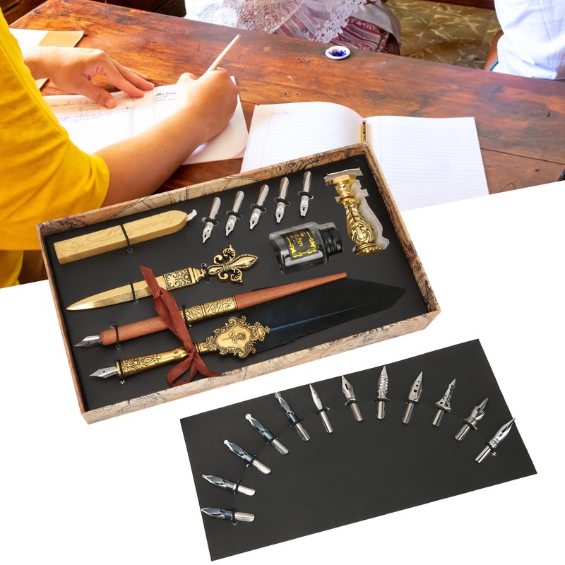 Feather Pen Set Retro British Creativity Writing Suit for Business