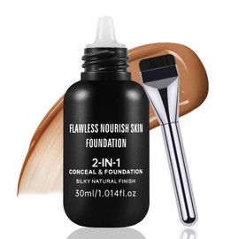 Boobeen Matte Liquid Foundation for Women, Long Lasting Full Coverage Foundation Makeup, Face Natural Finish with Makeup Brush