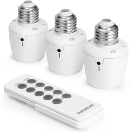 SURAIELEC Remote Control Light Socket, E26 E27 Bulb Base, 100FT Range, Wireless Light Bulb Socket Switch Kit for Lamps, Pull Chain Light Fixture, Pull String, Wall Mountable Remote Controller